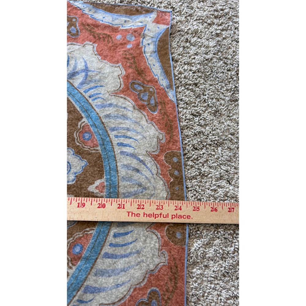 Vera Neumann Vintage Square Scarf Mandala Sunburst Orange Blue Brown 24 Inch - Picture 5 of 6